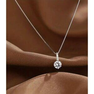 Shiny Silver Zircon Water Drop Necklace Pendant